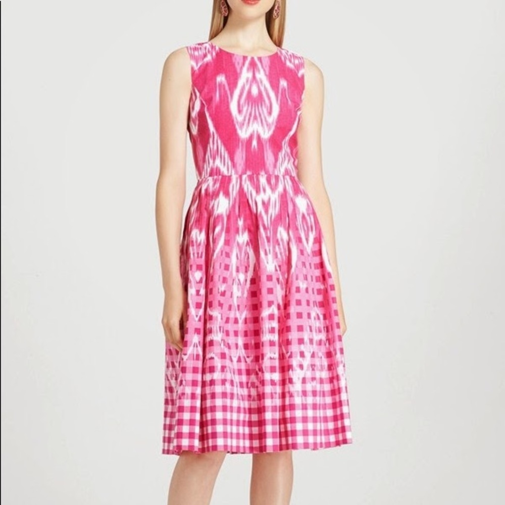 Oscar de la Renta Gingham and Ikat Dress S…